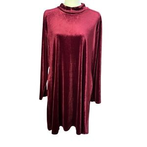 Maurice's Women's XL Burgundy Velvet Long Sleeve Mock Neck Party Dress NWT!!​